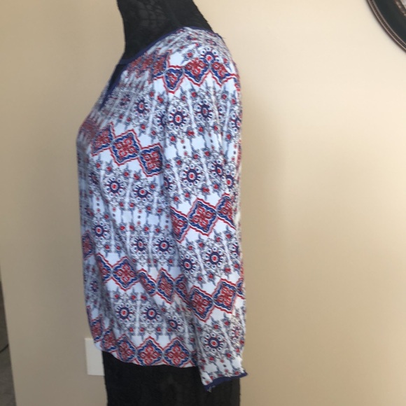 Reserved navy with pattern blouse, open back - Picture 2 of 4